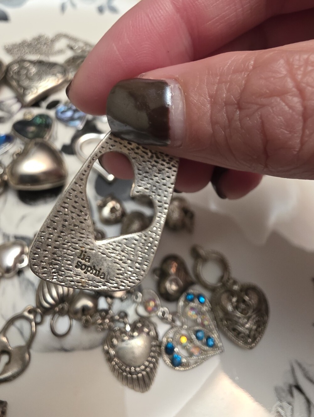 43 Vintage/costume Silver Toned Heart Charm Craft Lot Bundle Estate - Picture 5 of 13